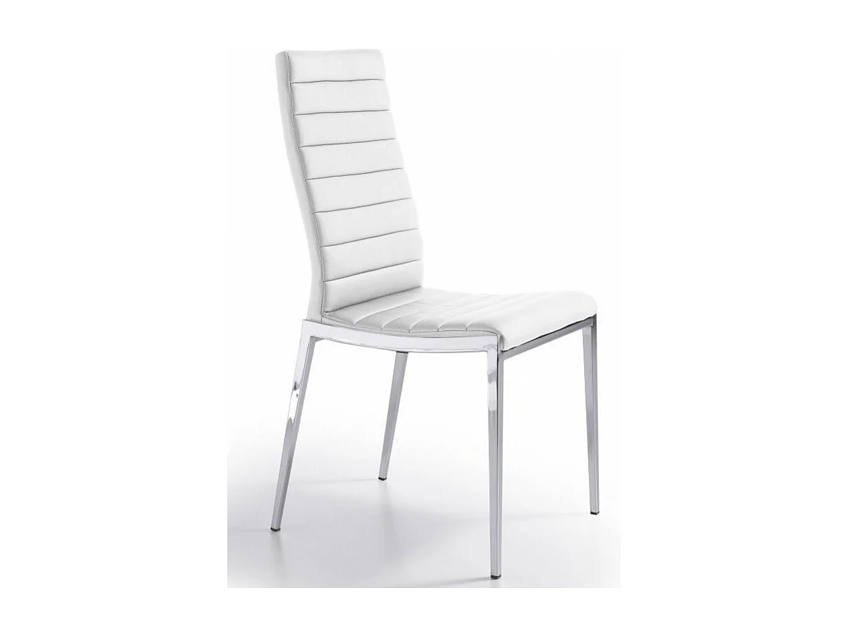 Chaise capitonnée design simili cuir et acier chromé Dina - Lot de 4-Couleur Aqua 04 Beige