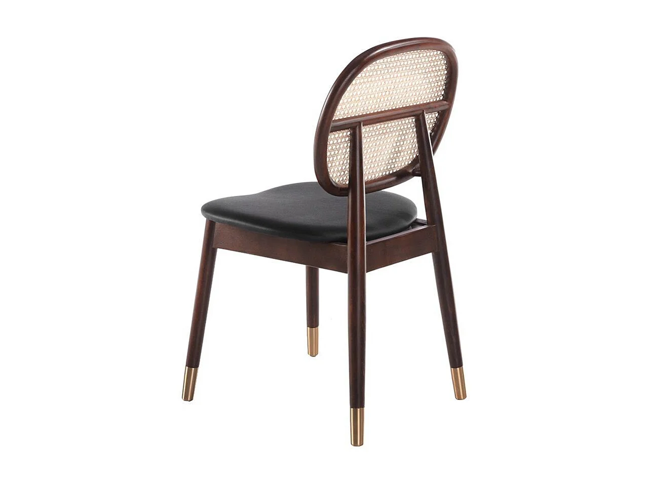 Chaise rotin simili cuir noir et bois de frêne Lola - Lot de 2-Couleur Aqua 68 Bleu foncé