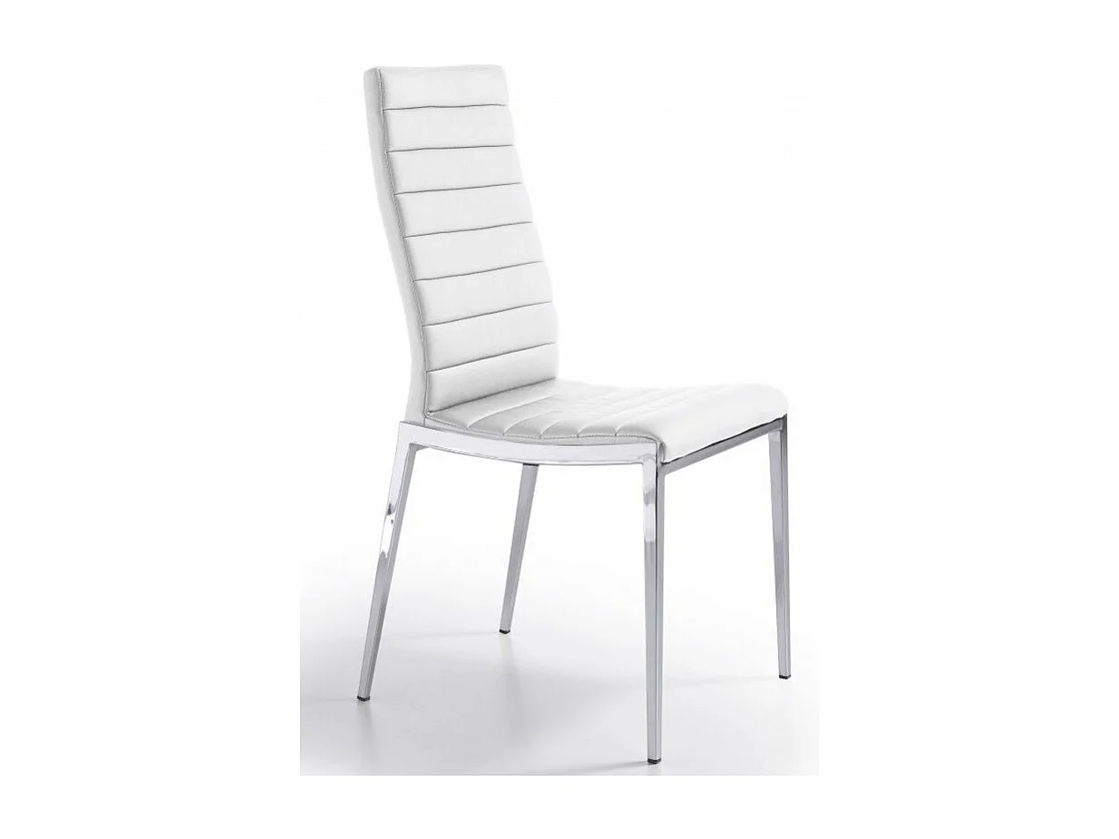 Chaise capitonnée design simili cuir et acier chromé Dina - Lot de 4-Couleur Aqua 90 Noir