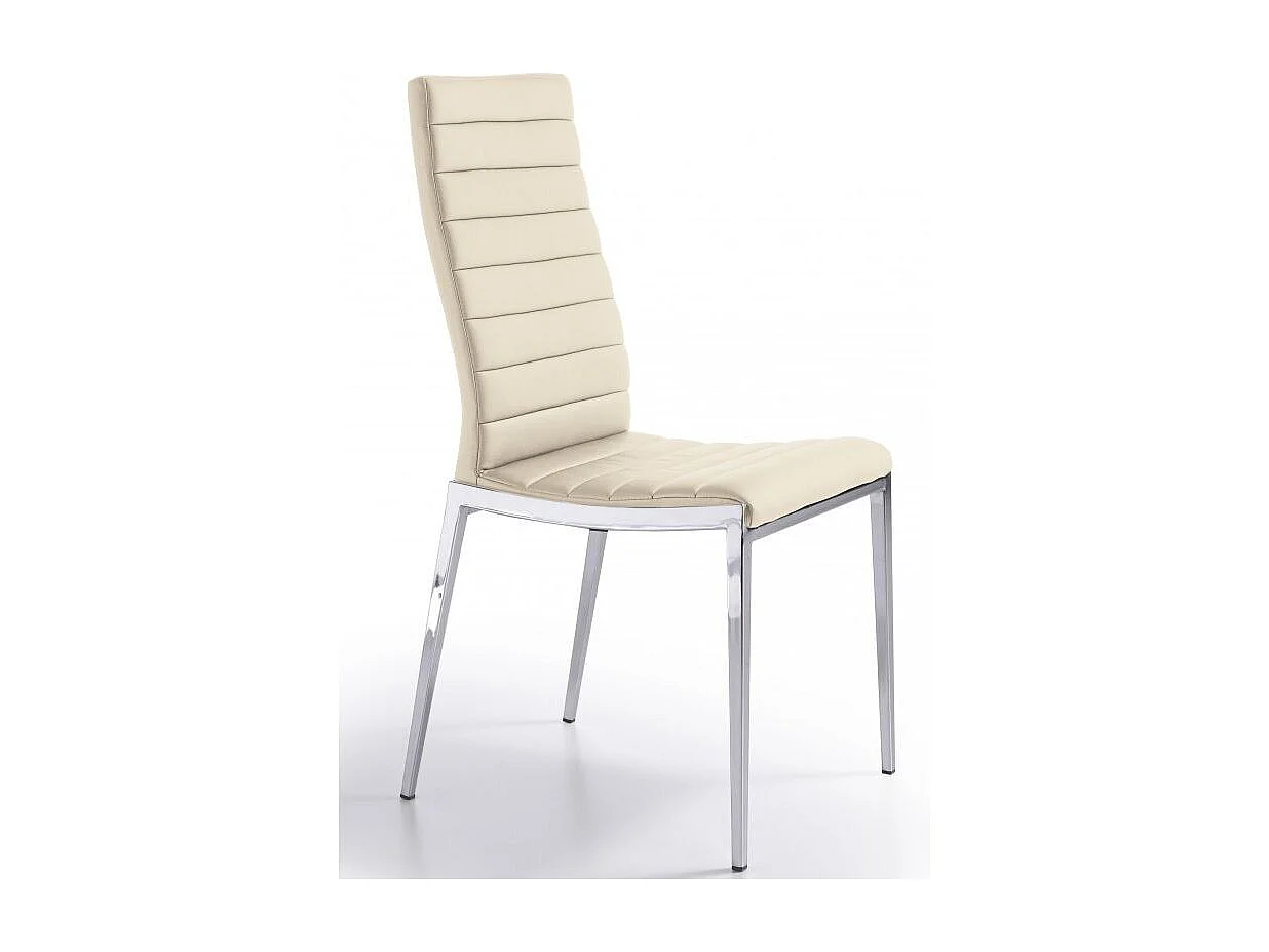 Chaise capitonnée design simili cuir et acier chromé Dina - Lot de 4-Couleur Aqua 90 Noir