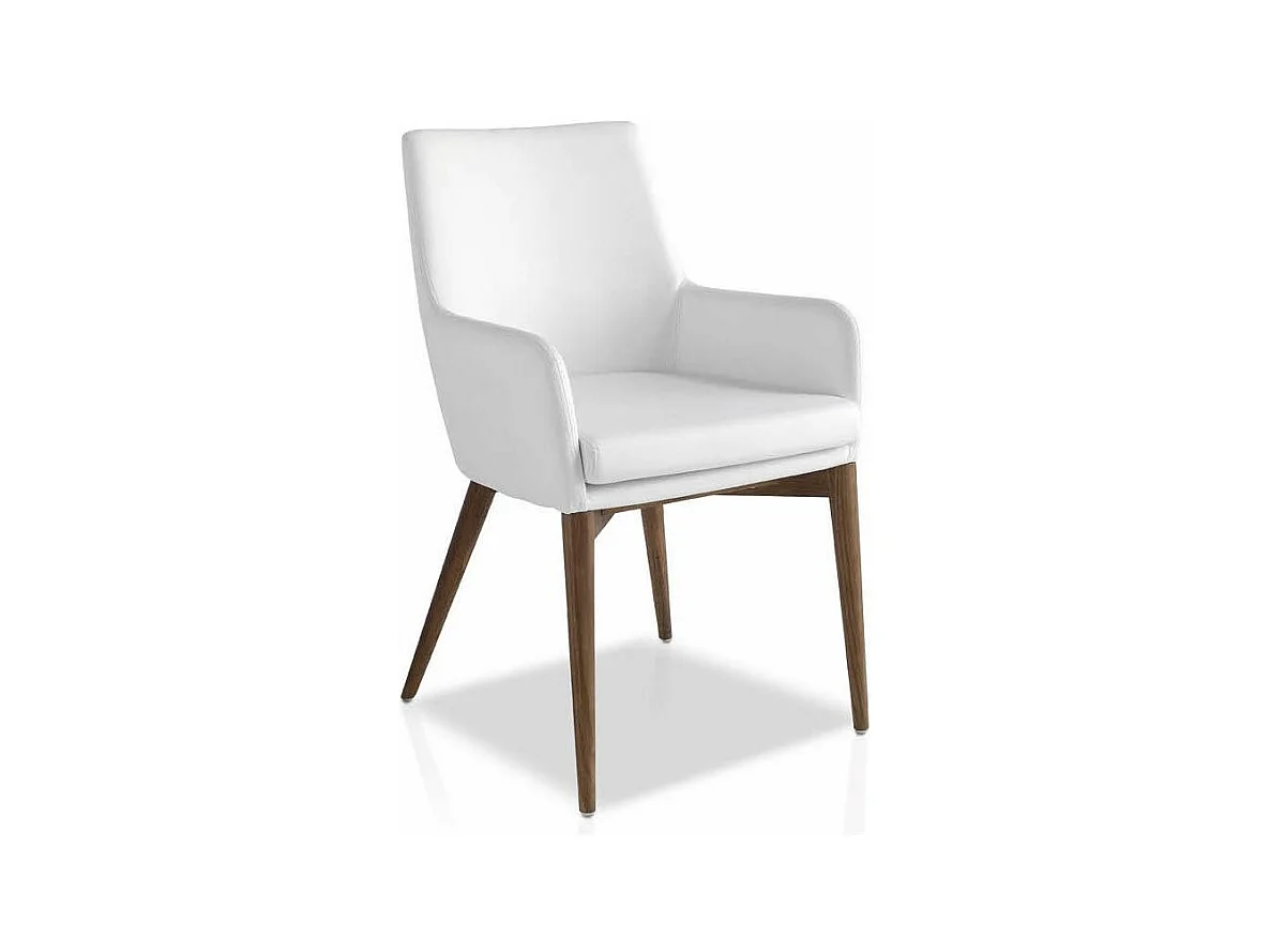 Fauteuil bois noyer et simili cuir Orna - Lot de 2-Couleur Aqua 90 Noir