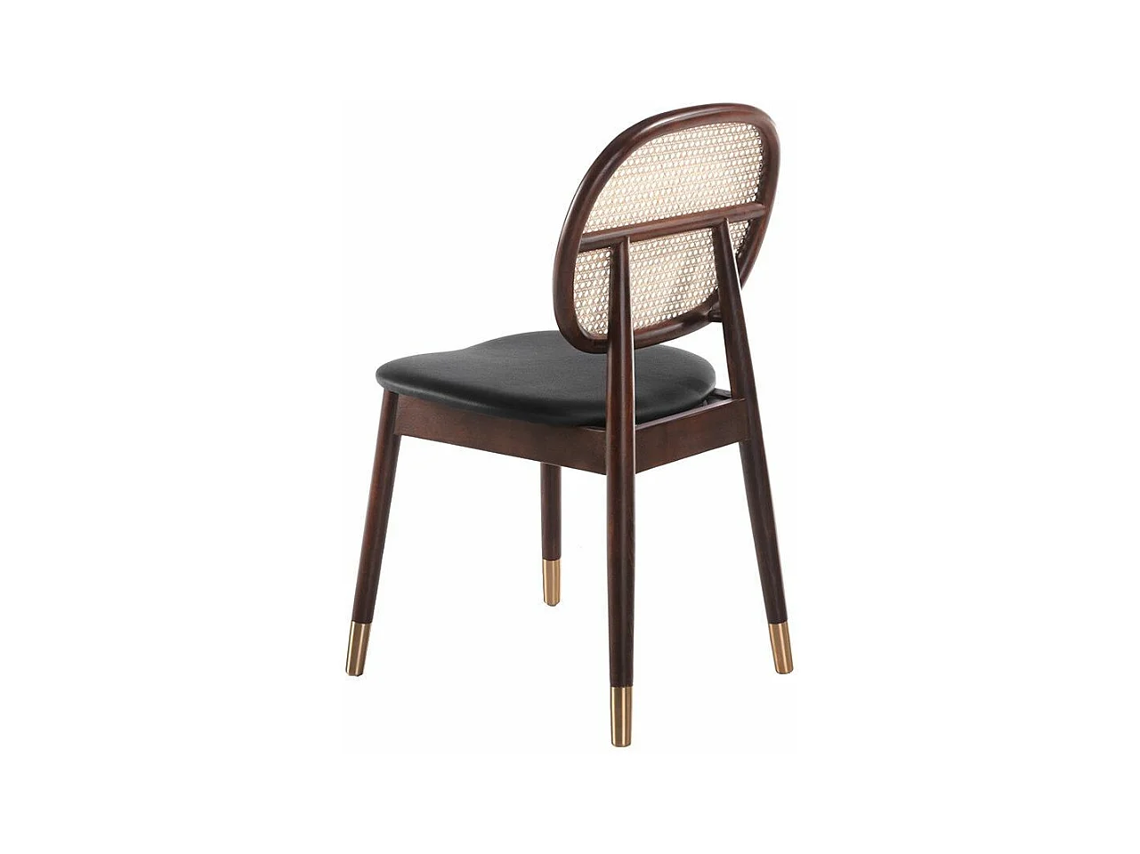 Chaise rotin simili cuir noir et bois de frêne Lola - Lot de 2-Couleur Aqua 71 Gris clair