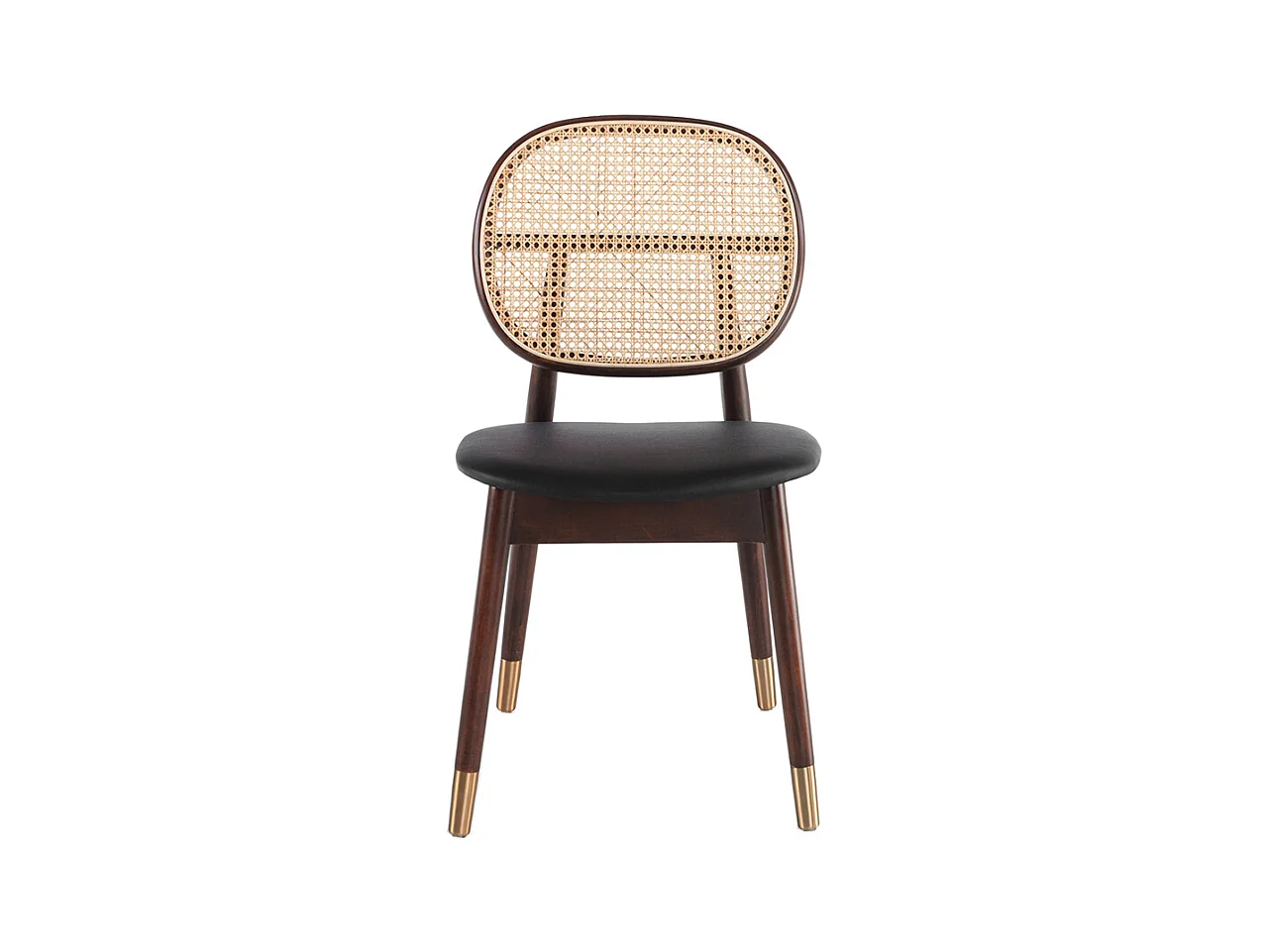 Chaise rotin simili cuir noir et bois de frêne Lola - Lot de 2-Couleur Aqua 71 Gris clair