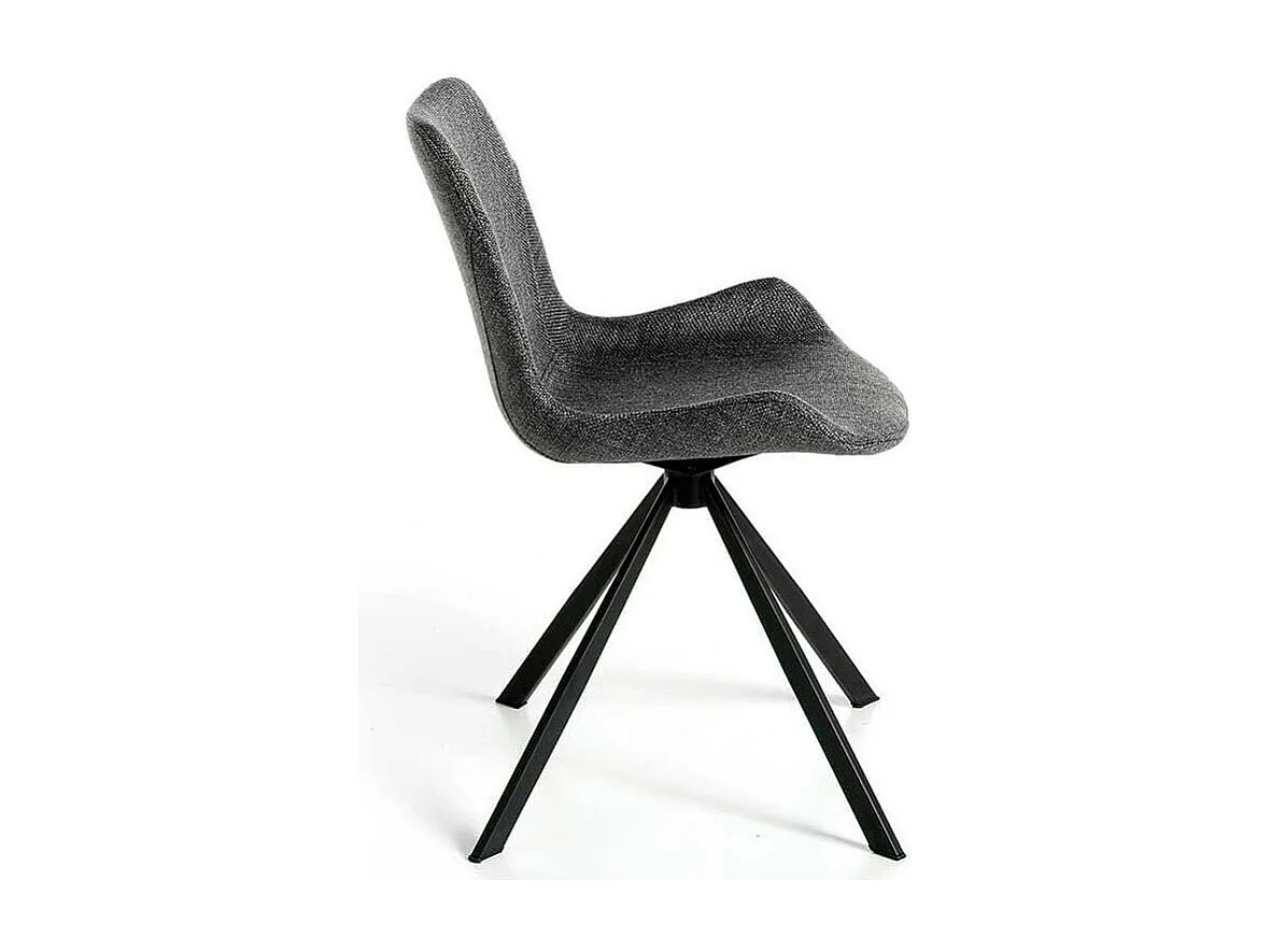 Chaise pivotante tissu gris et pieds acier noir Ella - Lot de 2-Couleur DUO 16