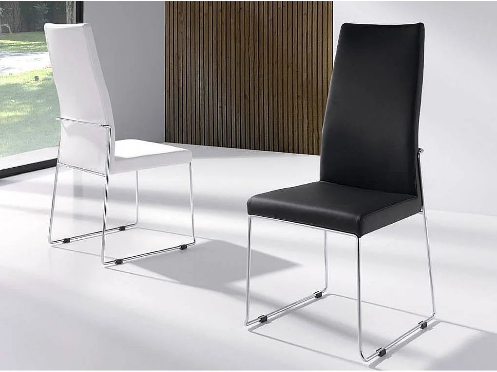 Chaise similicuir et pieds acier inoxydable Capitona - Lot de 4-Couleur Aqua 72 Gris foncé