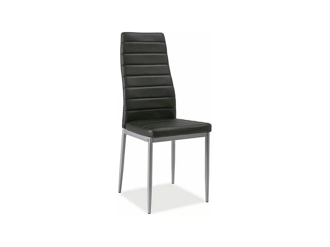 Chaise simili cuir et alu Mada - Lot de 4-Couleur Noir