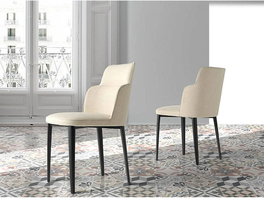 Korona stoffen stoel en stalen poten - set van 2-Kleur MIRAGE 01