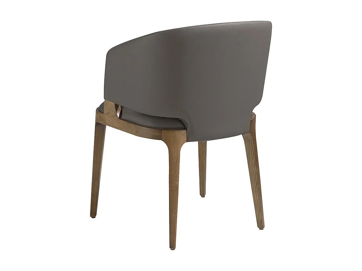 Chaise en bois de frêne et cuir taupe Alissia-Couleur Aqua 82 Taupe