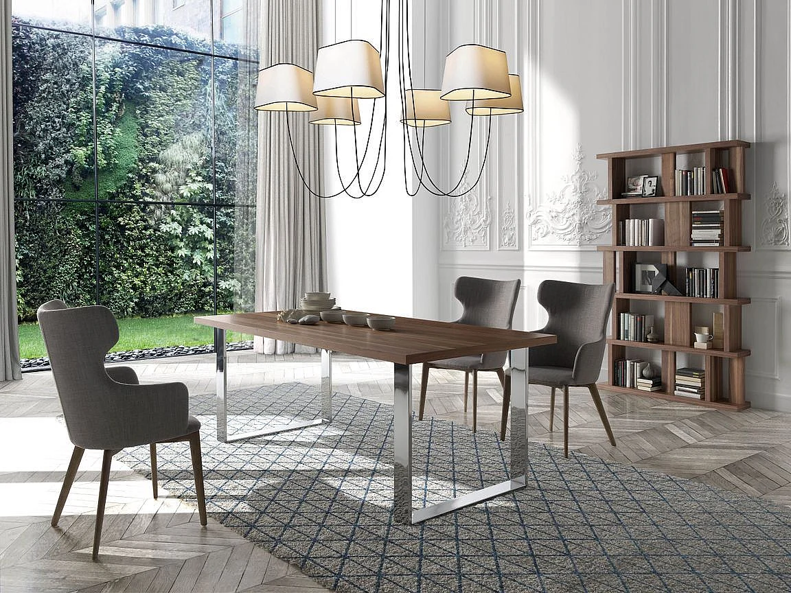 Chaise avec accoudoirs tissu et pieds bois de frêne Paola-Couleur MIRAGE 30