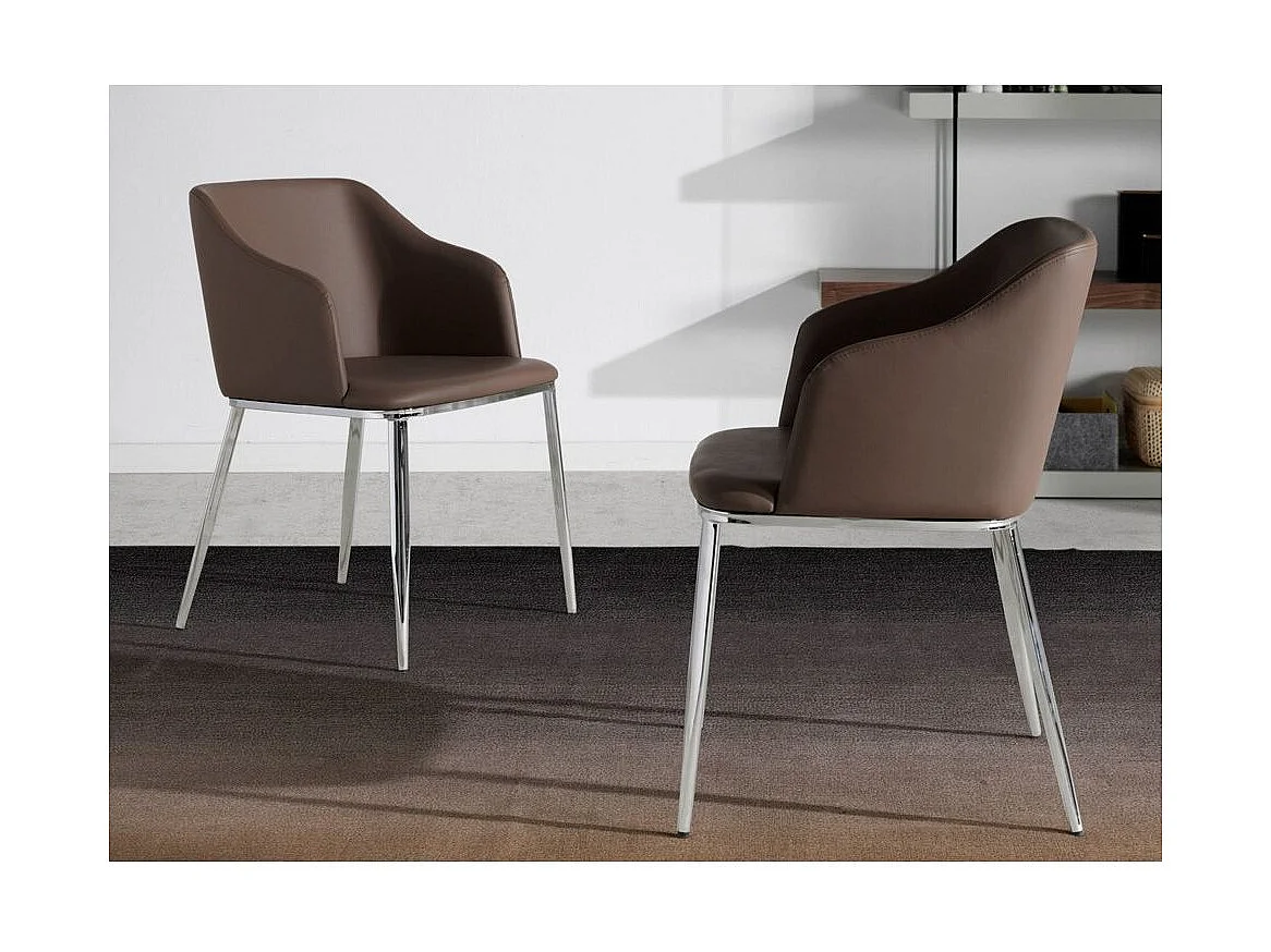 Chaise similicuir marron et pieds acier argent Gael - Lot de 2-Couleur Aqua 90 Noir