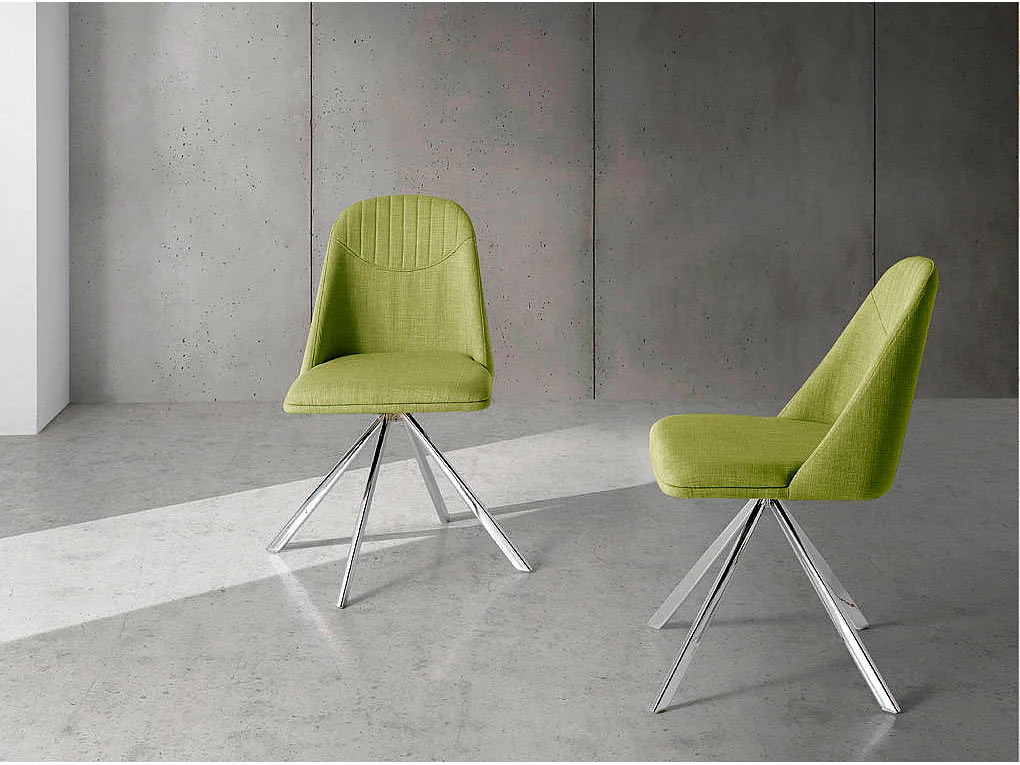 Chaise design simili cuir et pieds acier chromé Manoro-Couleur Aqua 68 Bleu foncé