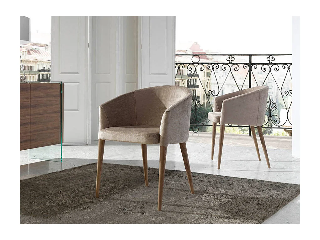 Fauteuil van notenhout en Briza-stof - Set van 2-Kleur MIRAGE 24