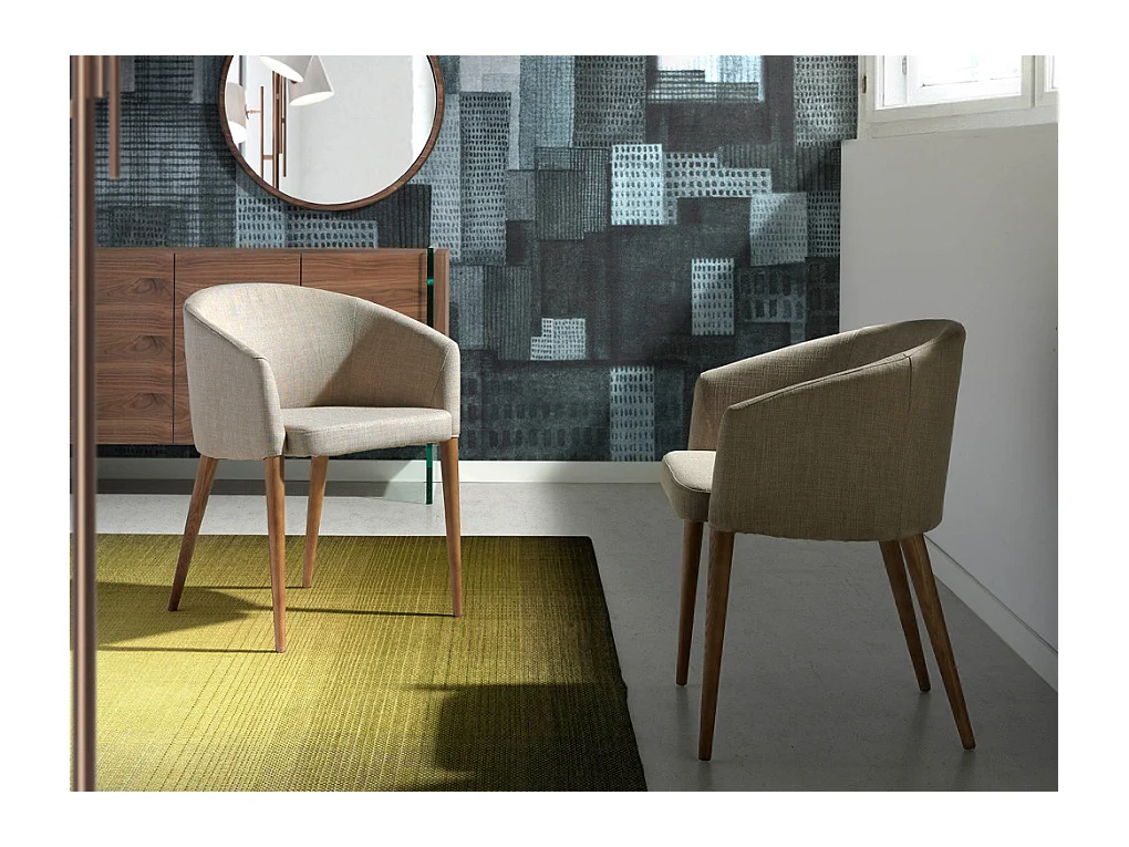 Fauteuil van notenhout en Briza-stof - Set van 2-Kleur MIRAGE 24