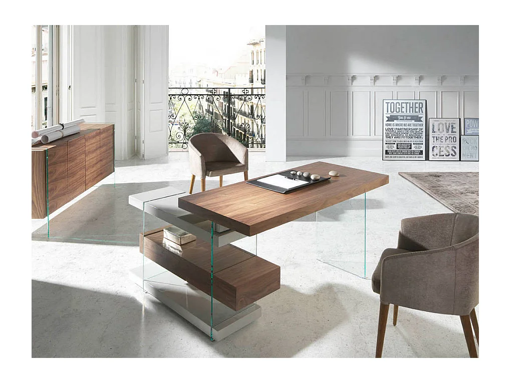 Fauteuil van notenhout en Briza-stof - Set van 2-Kleur MIRAGE 24