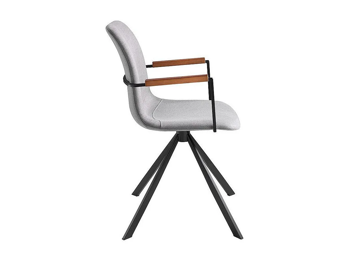 Chaise pivotante tissu gris et pieds acier noir Jade - Lot de 2-Couleur DUO 53