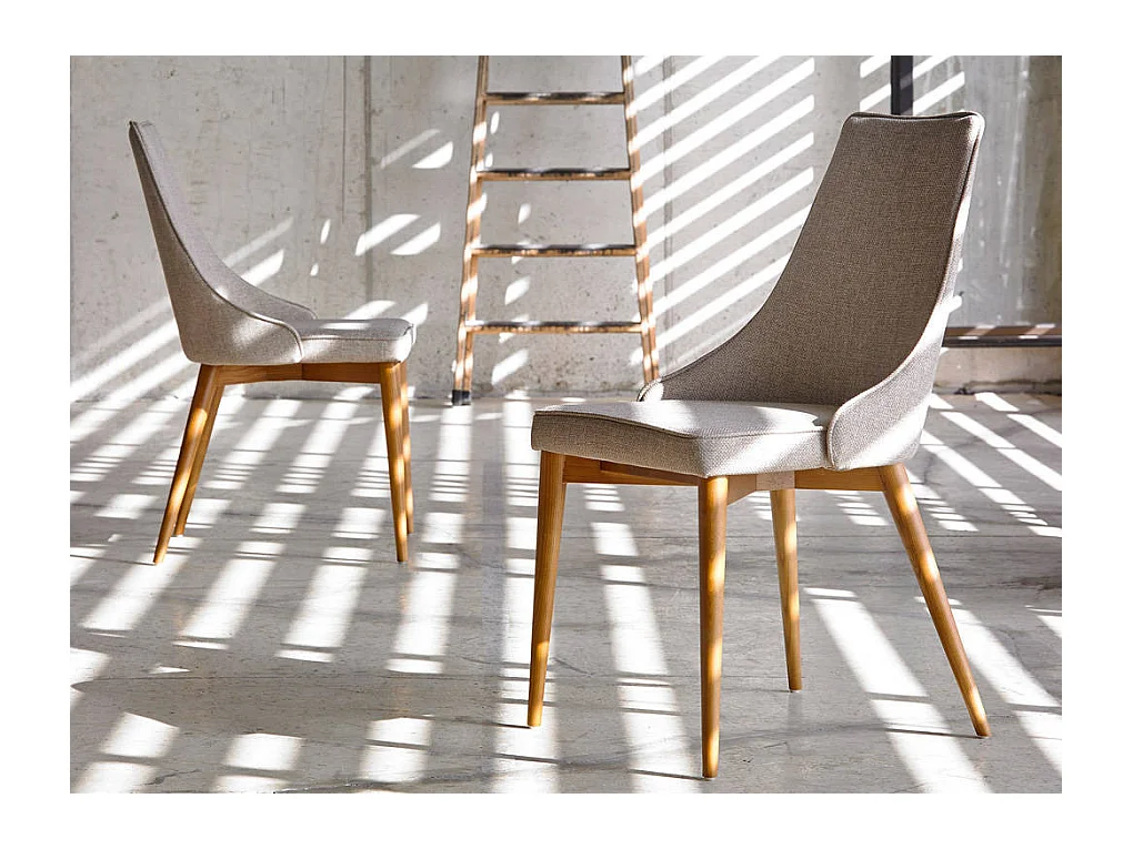 Chaise bois de frêne couleur noyer et tissu Louana - Lot de 2-Couleur MIRAGE 46