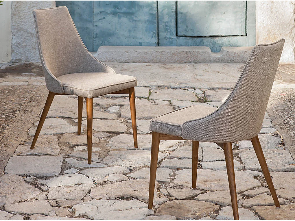 Chaise bois de frêne couleur noyer et tissu Louana - Lot de 2-Couleur MIRAGE 46