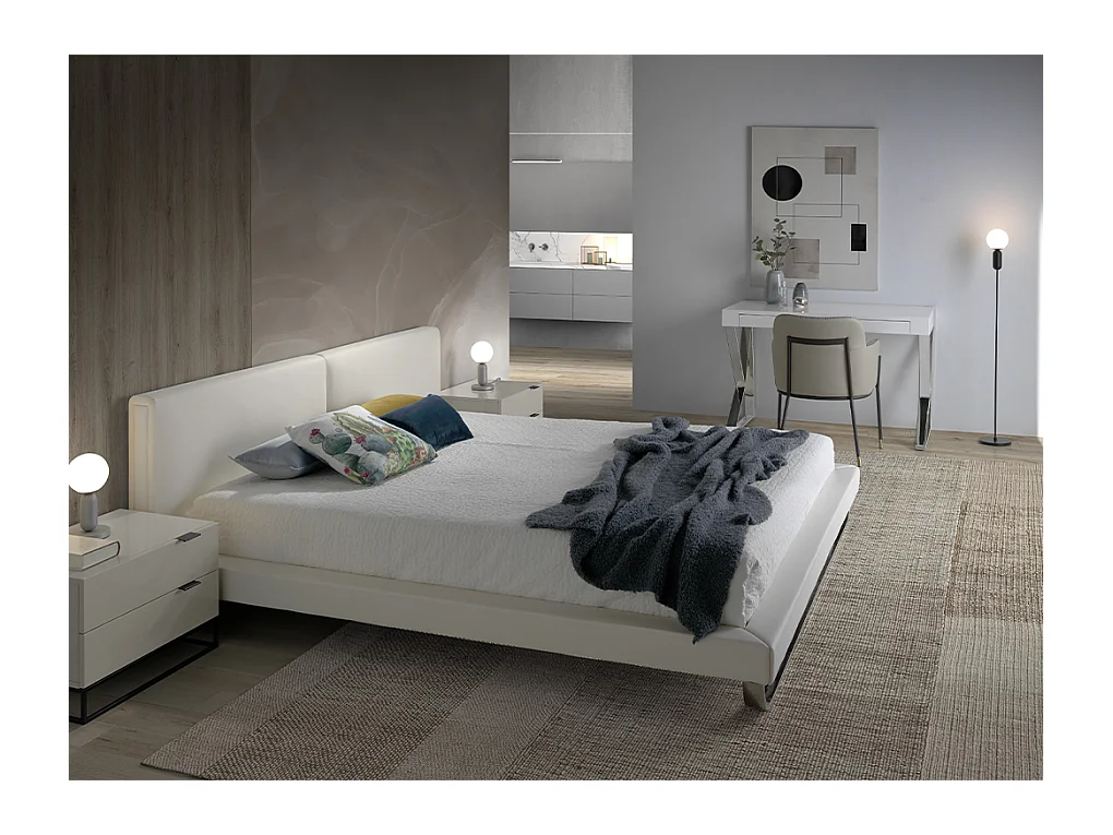Chaise simili cuir et cuir éco beige et pieds en acier Léo-Couleur DUO 04