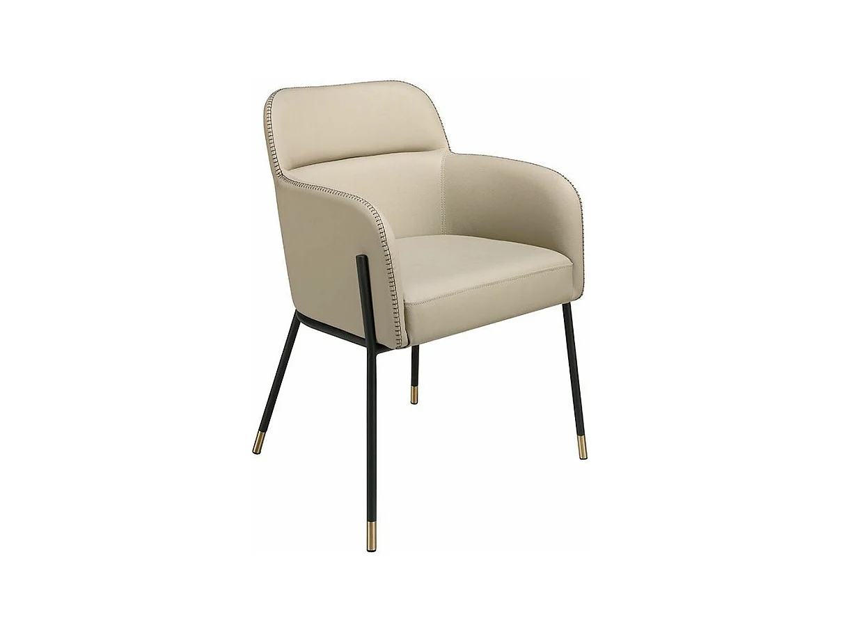 Chaise simili cuir et cuir éco beige et pieds en acier Léo-Couleur DUO 04