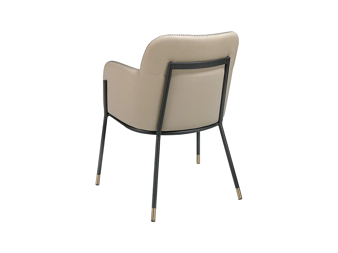 Chaise simili cuir et cuir éco beige et pieds en acier Léo-Couleur DUO 04