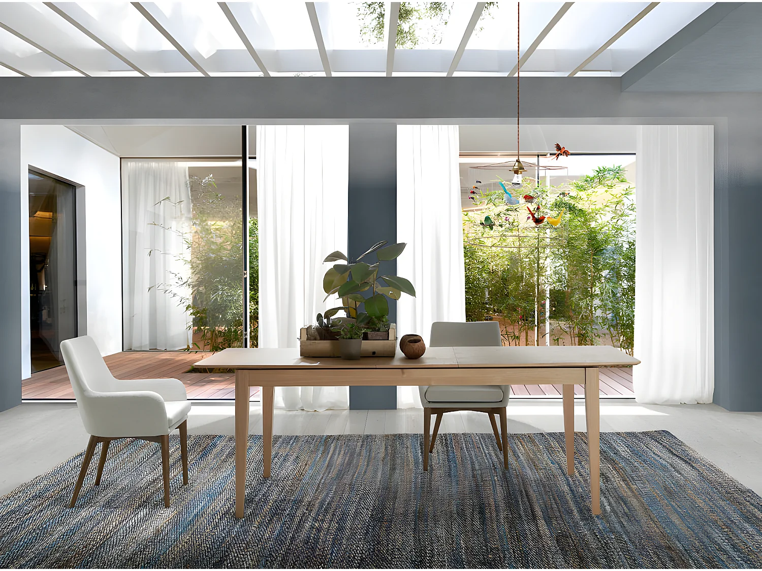 Fauteuil van notenhout en Orna-stof - Set van 2-Kleur DUO 40