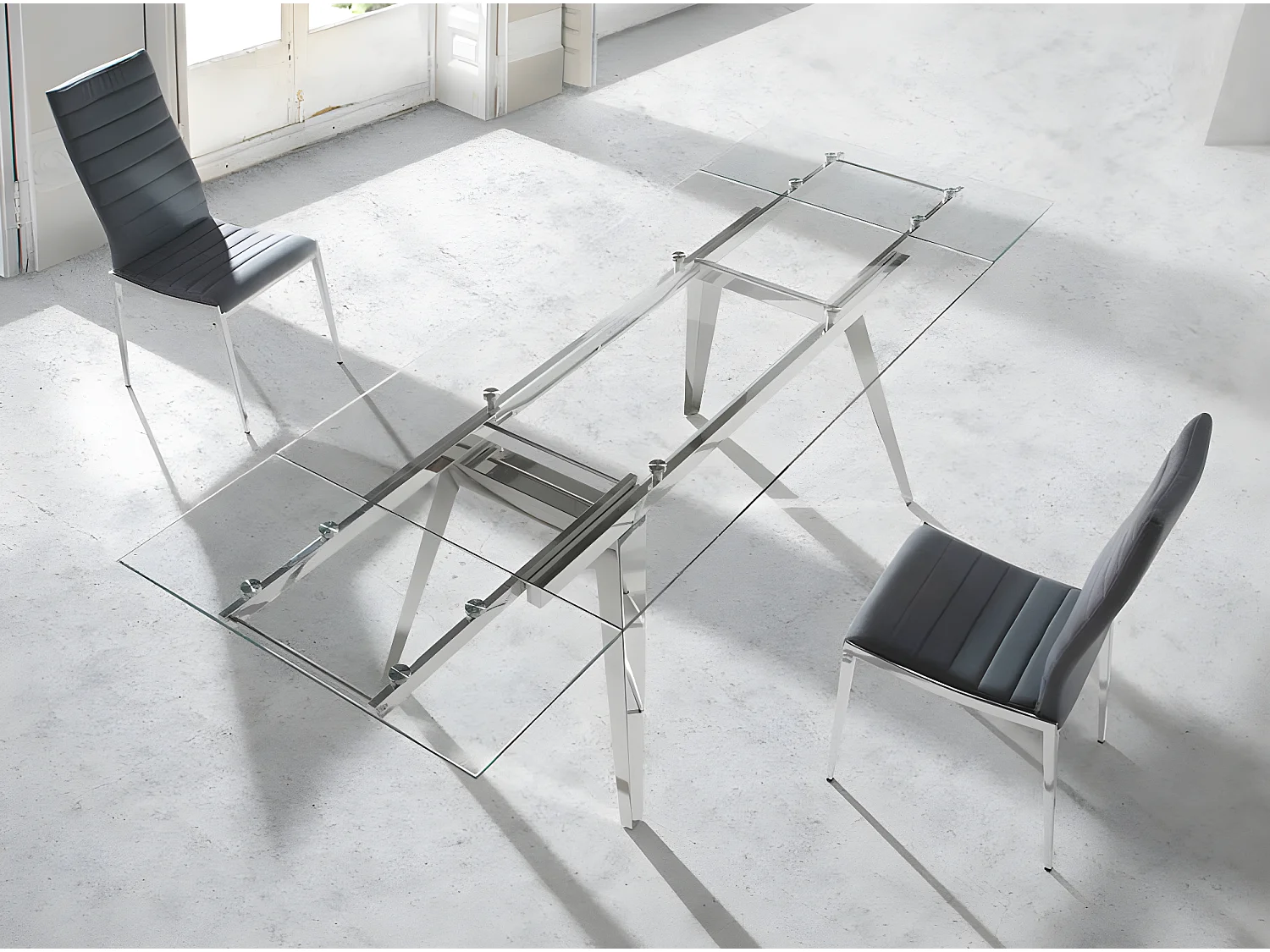 Chaise capitonnée design simili cuir et acier chromé Dina - Lot de 4-Couleur Aqua 25 Bordeaux