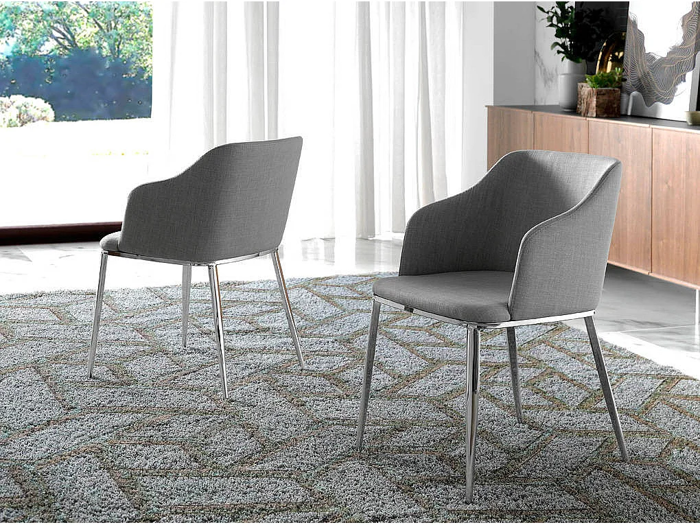 Fauteuil moderne simili et pieds acier chromé Dyana - Lot de 2-Couleur Aqua 10 Orange