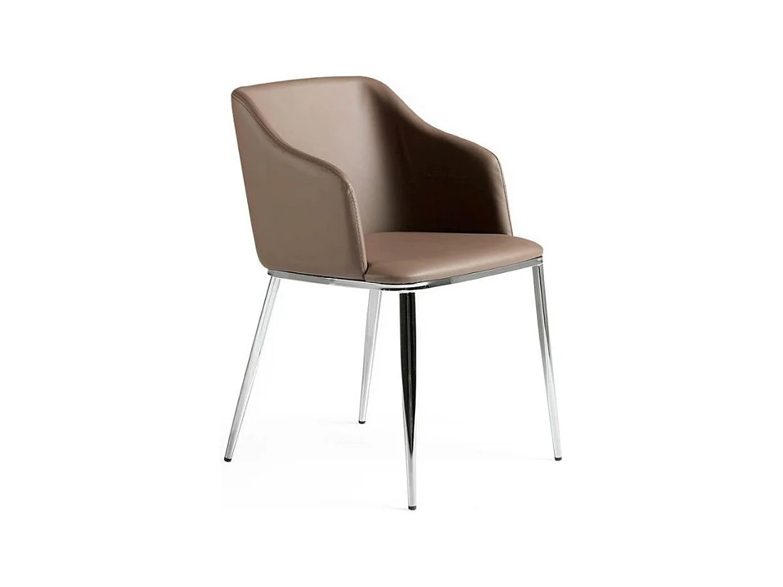 Fauteuil moderne simili et pieds acier chromé Dyana - Lot de 2-Couleur Aqua 10 Orange