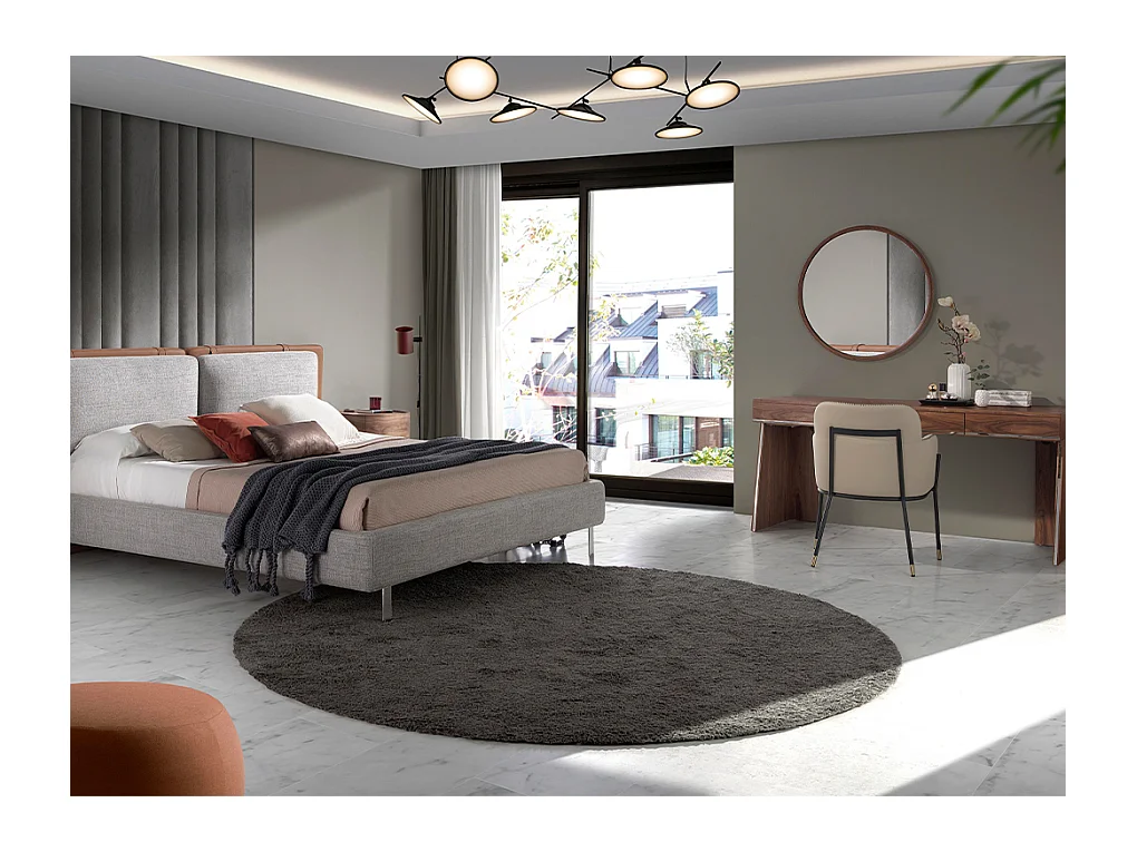 Chaise simili cuir et cuir éco beige et pieds en acier Léo-Couleur DUO 54