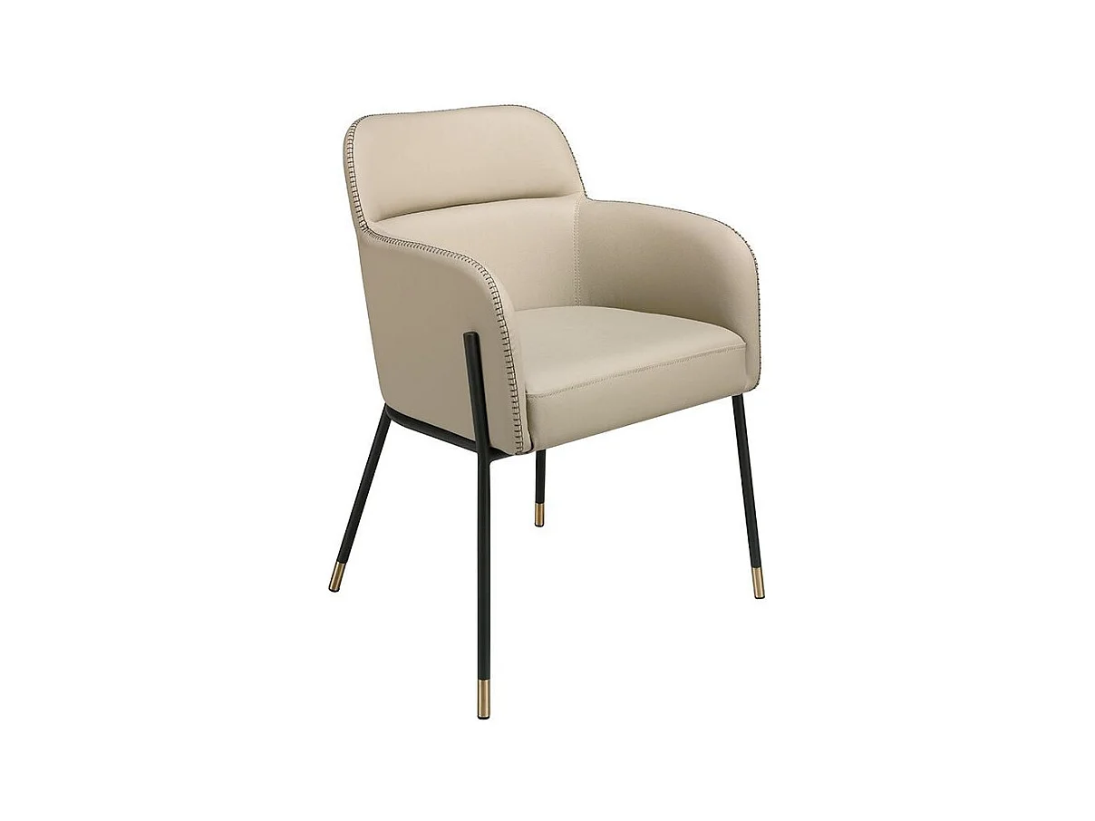 Chaise simili cuir et cuir éco beige et pieds en acier Léo-Couleur DUO 54