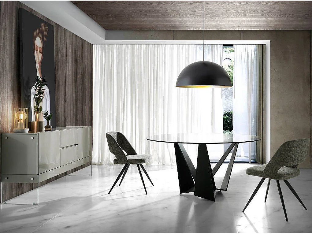 Chaise tissu et pieds acier noir Kaninawa - lot de 2-Couleur MIRAGE 01