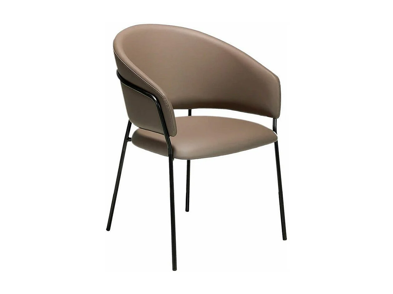 Chaise similicuir de vison et pieds acier noir Rody - Lot de 2-Couleur MIRAGE 01