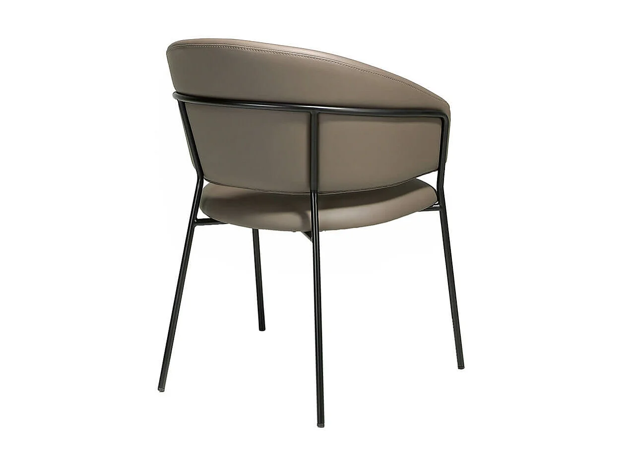 Chaise similicuir de vison et pieds acier noir Rody - Lot de 2-Couleur MIRAGE 01