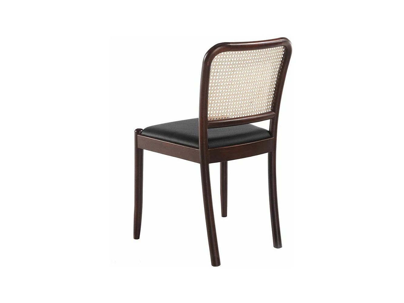 Chaise rotin simili cuir noir et bois de frêne Emile - Lot de 2-Couleur Aqua 11 Camel