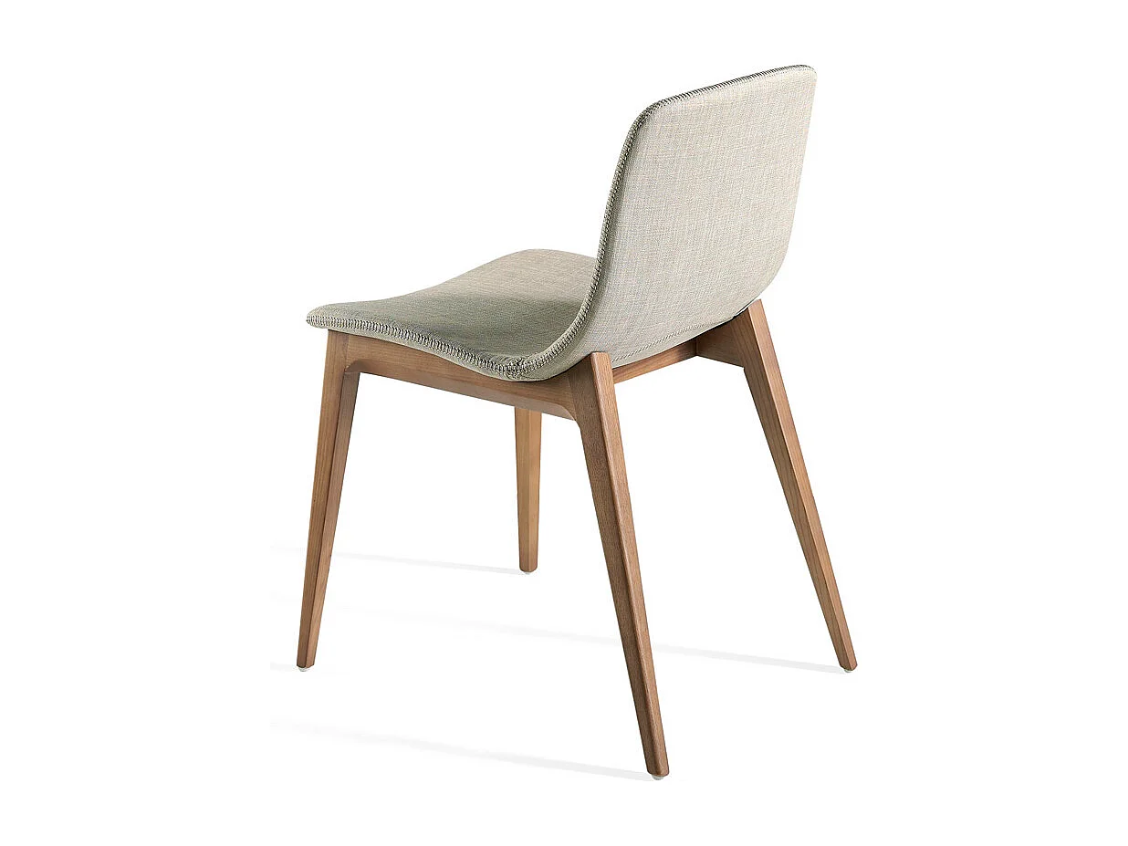 Chaise en bois de frêne et tissu beige Béa - Lot de 2-Couleur Aqua 04 Beige