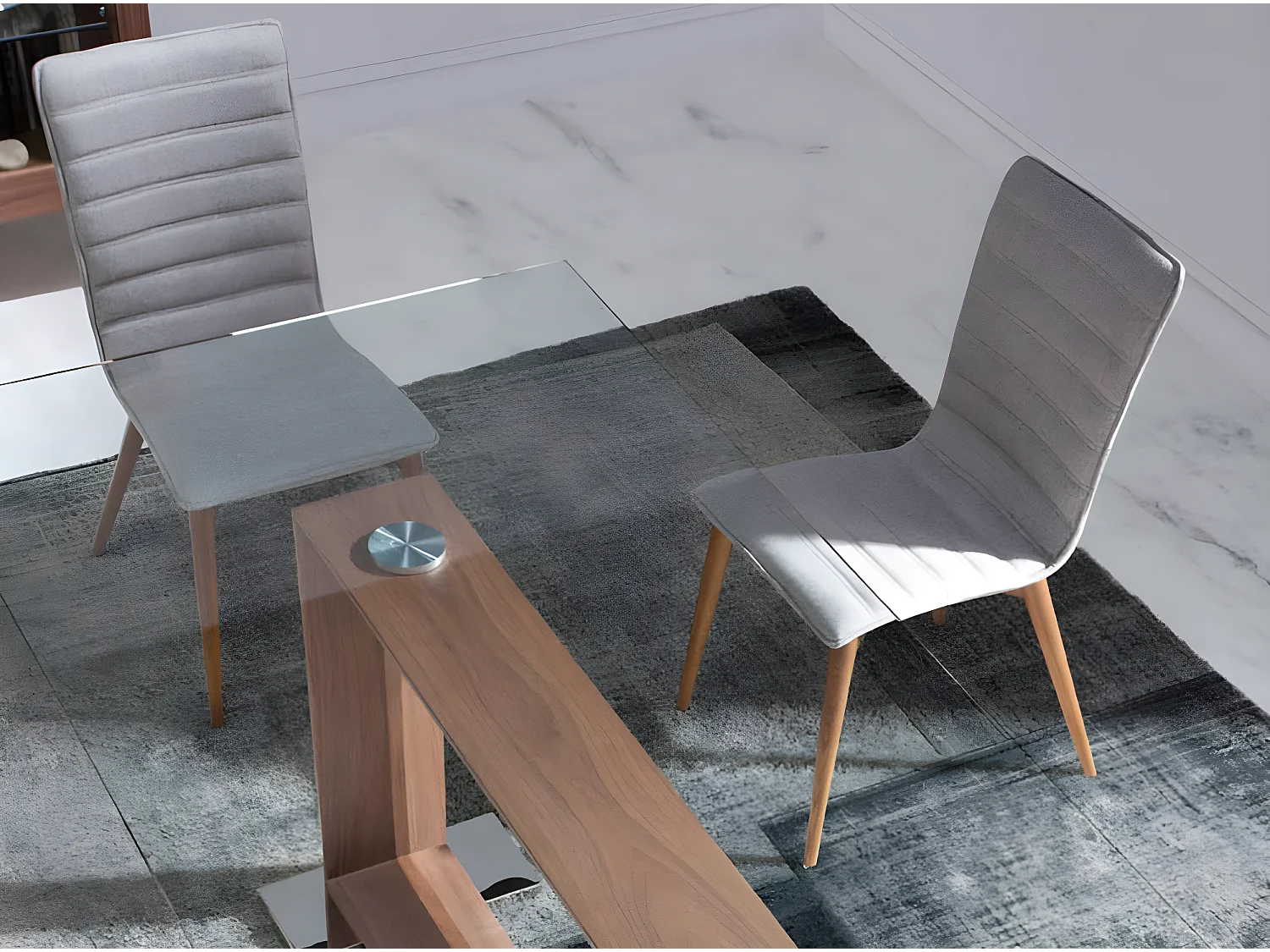 Stoel in walnootkleurig essenhout en Luza stof - Set van 2-Kleur DUO55