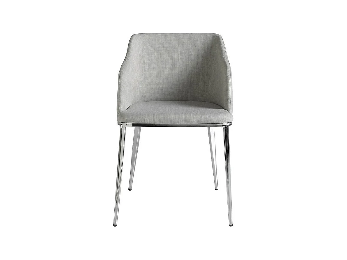 Chaise en tissu gris et pieds en acier argent Gidéon - Lot de 2-Couleur Aqua 11 Camel