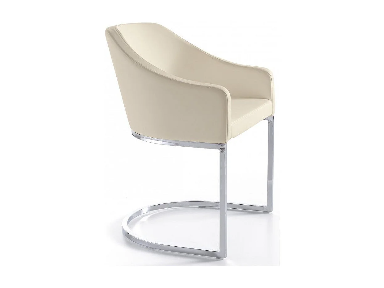 Fauteuil design simili cuir et pieds acier inoxydable Arka - Lot de 2-Couleur Aqua 11 Camel