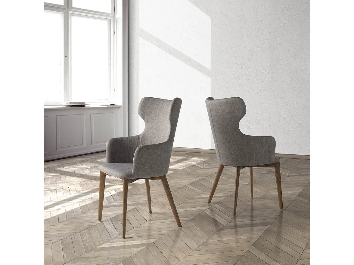 Chaise avec accoudoirs tissu et pieds bois de frêne Paola-Couleur DUO 40