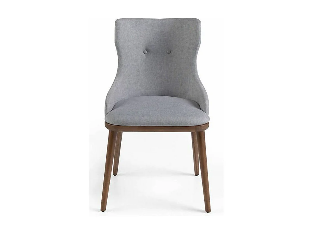 Chaise capitonnée avec accoudoirs tissu et pieds frêne massif noyer Panagora-Couleur DUO 14