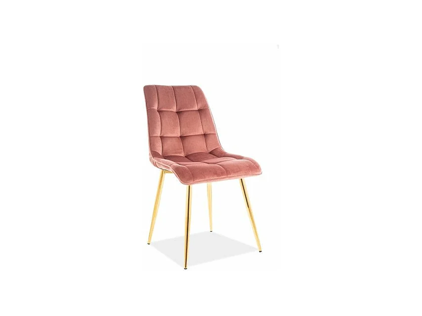 Chaise velours matelassé Komy - Lot de 4-Couleur Vieux rose-Couleur des pieds Doré