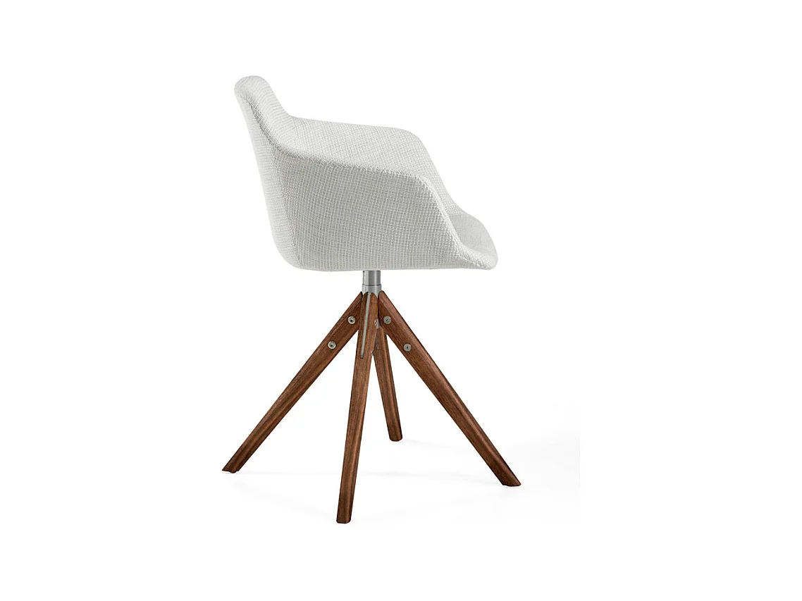 Ramia draaistoel in beige stof en essenhout - Set van 2-Kleur MIRAGE 30