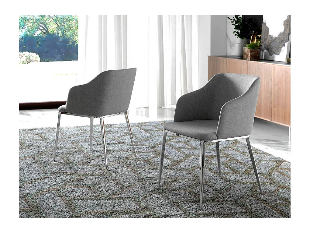 Fauteuil moderne simili et pieds acier chromé Dyana - Lot de 2-Couleur Aqua 24 Fuchsia