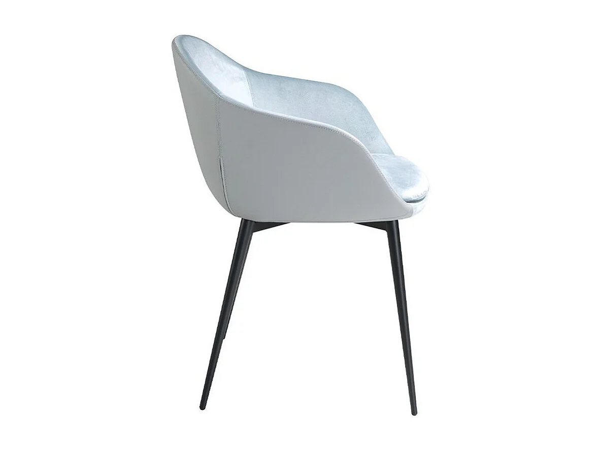 Chaise velours et cuir éco pieds en acier noir Lucie - Lot de 2-Couleur MIRAGE 91