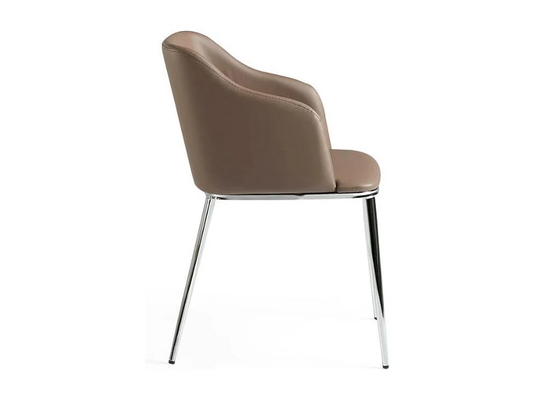 Fauteuil moderne simili et pieds acier chromé Dyana - Lot de 2-Couleur Aqua 07 Sable