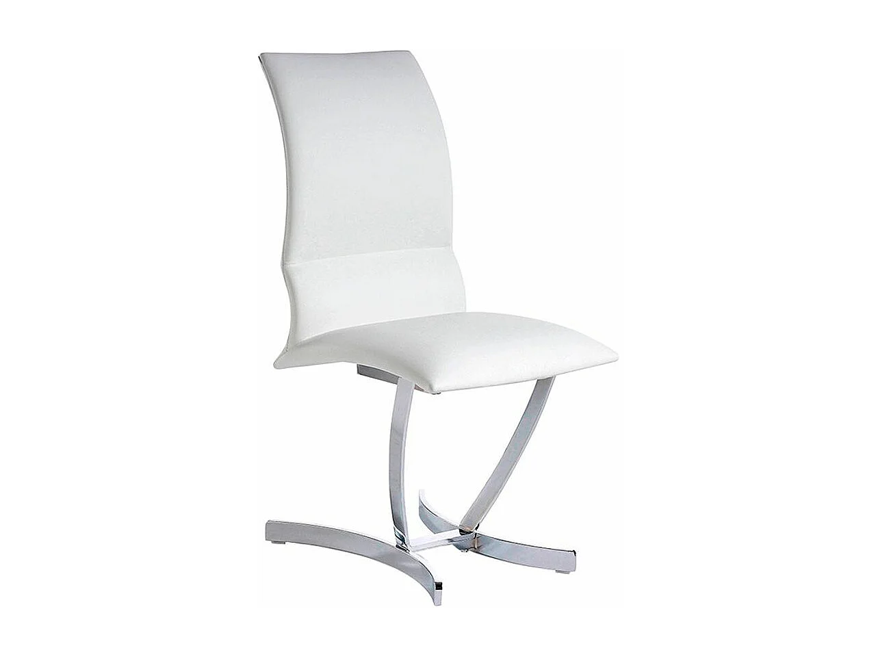 Chaise en similicuir blanc et pieds acier Camilo - Lot de 4