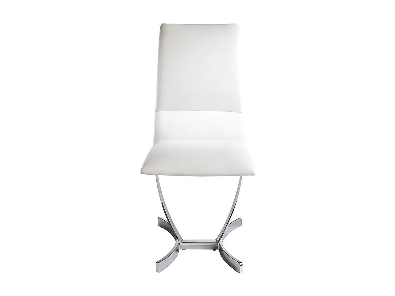 Chaise en similicuir blanc et pieds acier Camilo - Lot de 4