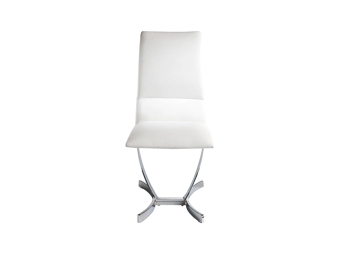Chaise en similicuir blanc et pieds acier Camilo - Lot de 4