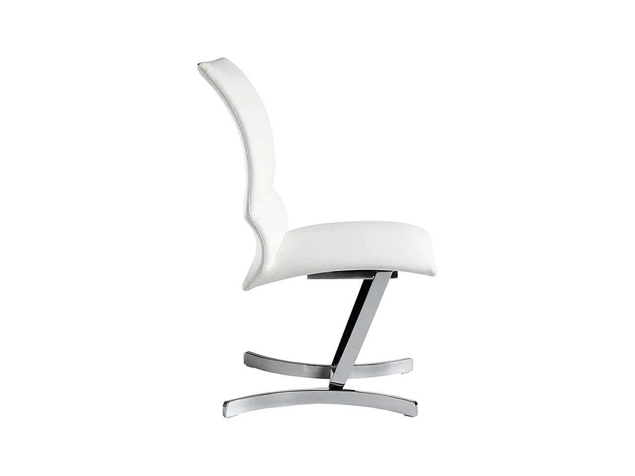 Chaise en similicuir blanc et pieds acier Camilo - Lot de 4