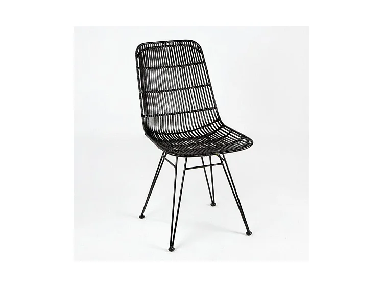 Chaise osier noir et pieds métal noir Gael